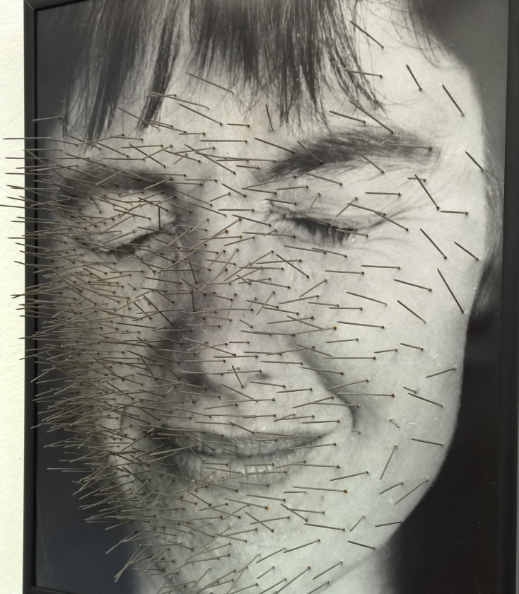 Die Bildrechte liegen ich überstochen, 1991/1992, Foto, Stecknadeln (Ausschnitt), courtesy: Annegret Soltau VG Bild-Kunst, Bonn, 2016